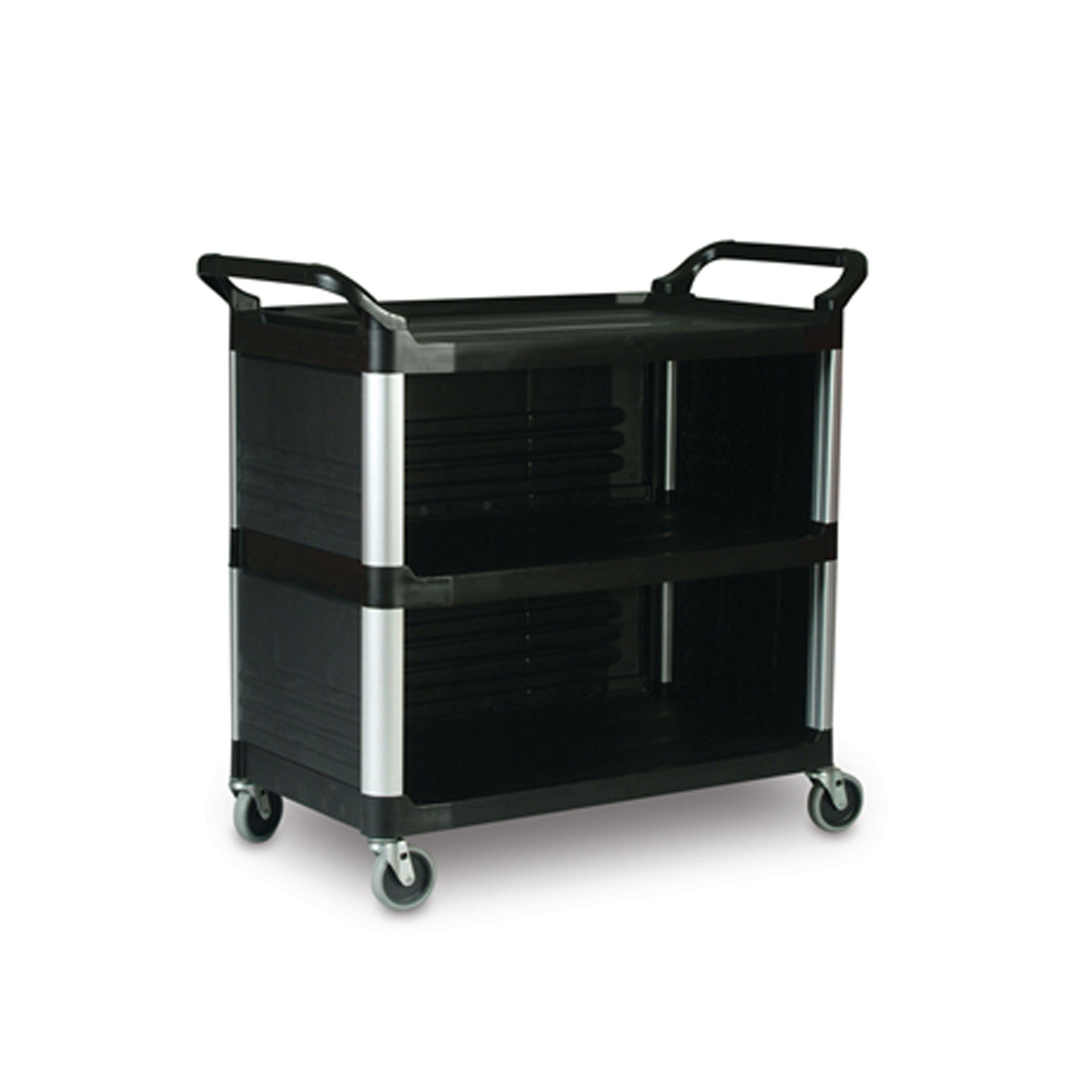FG409300BLA - Utility Cart with Enclosed End Panels on 3 Sides, Black