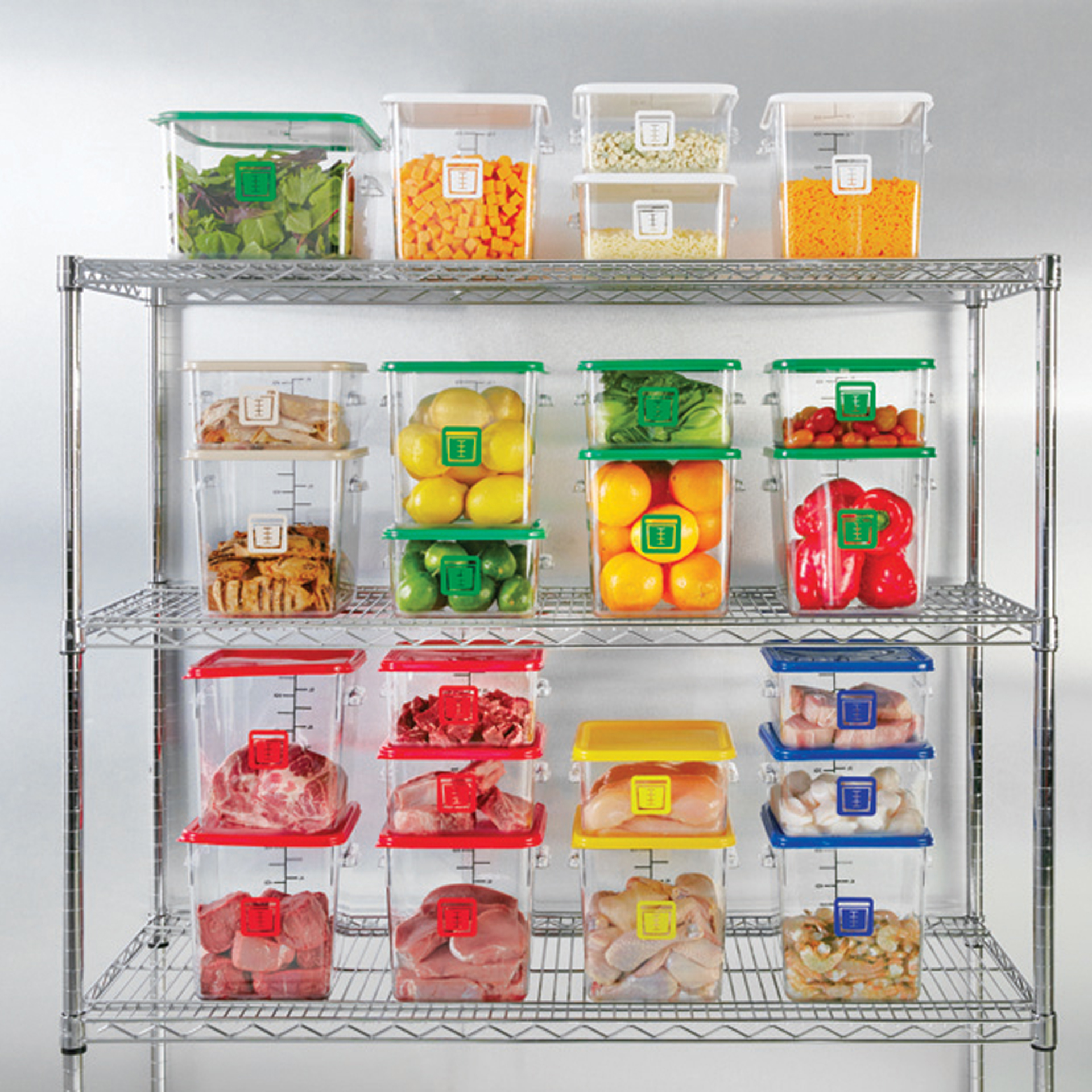 กล่องเก็บวัตถุดิบอาหารสี่เหลี่ยม Color-Coded Square Container Clear ขนาด 12 qt สีเขียว