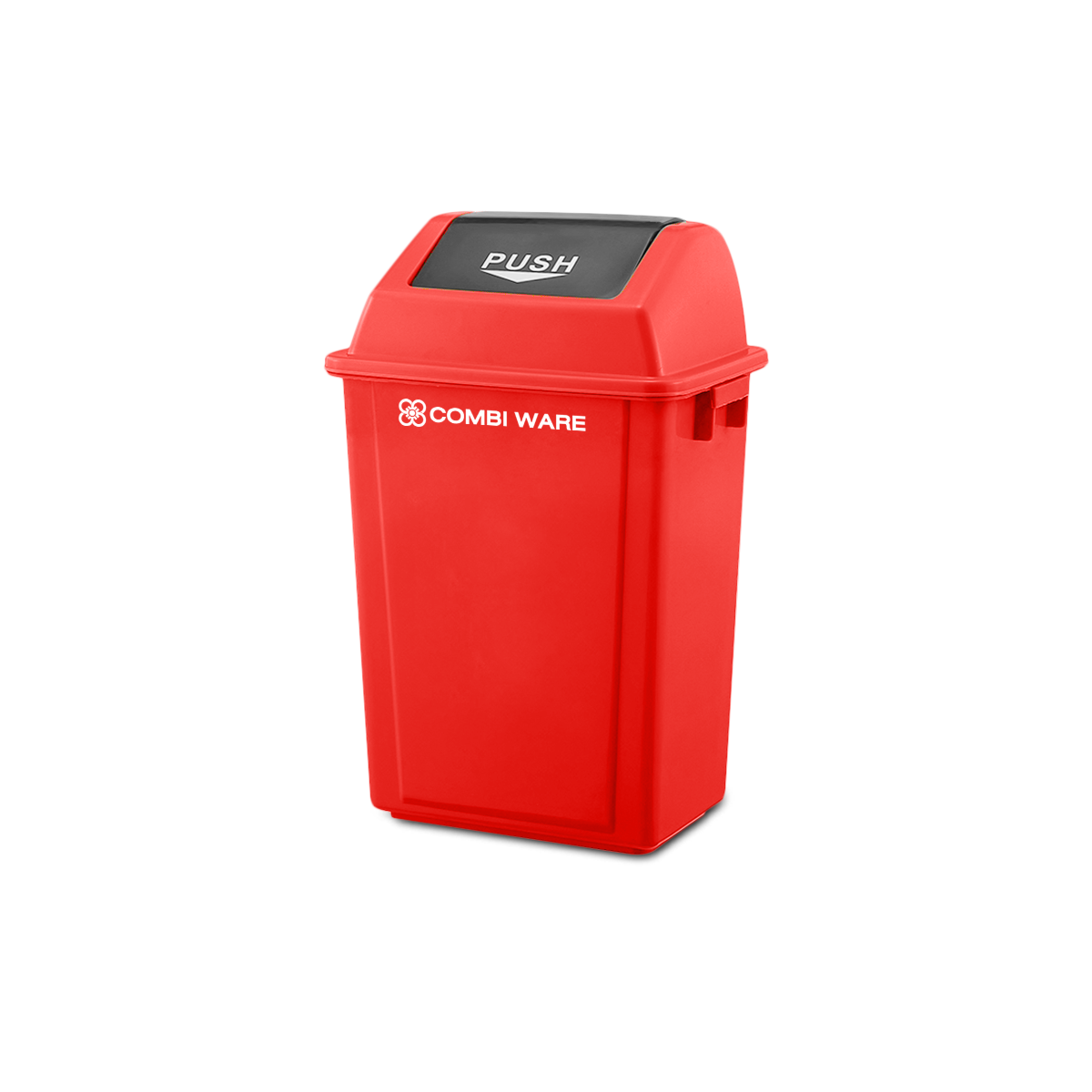 ถังขยะพลาสติก ขนาด 40 ลิตร แบบฝาผลัก สีแดง