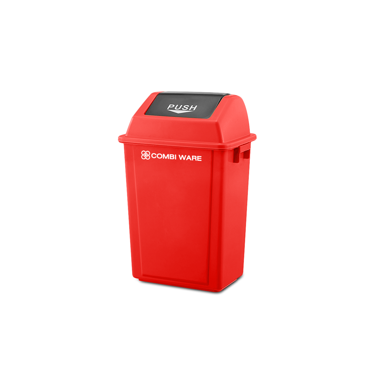 ถังขยะพลาสติก ขนาด 30 ลิตร แบบฝาผลัก สีแดง