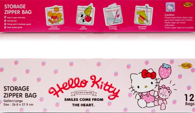 ถุงซิปล็อค Hello Kitty Size.L (12 ใบ/กล่อง)