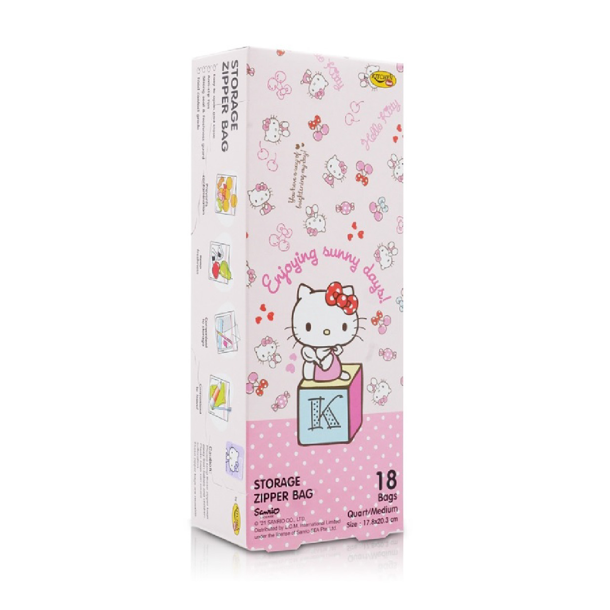 ถุงซิปล็อค Hello Kitty Size.M (18 ใบ/กล่อง)