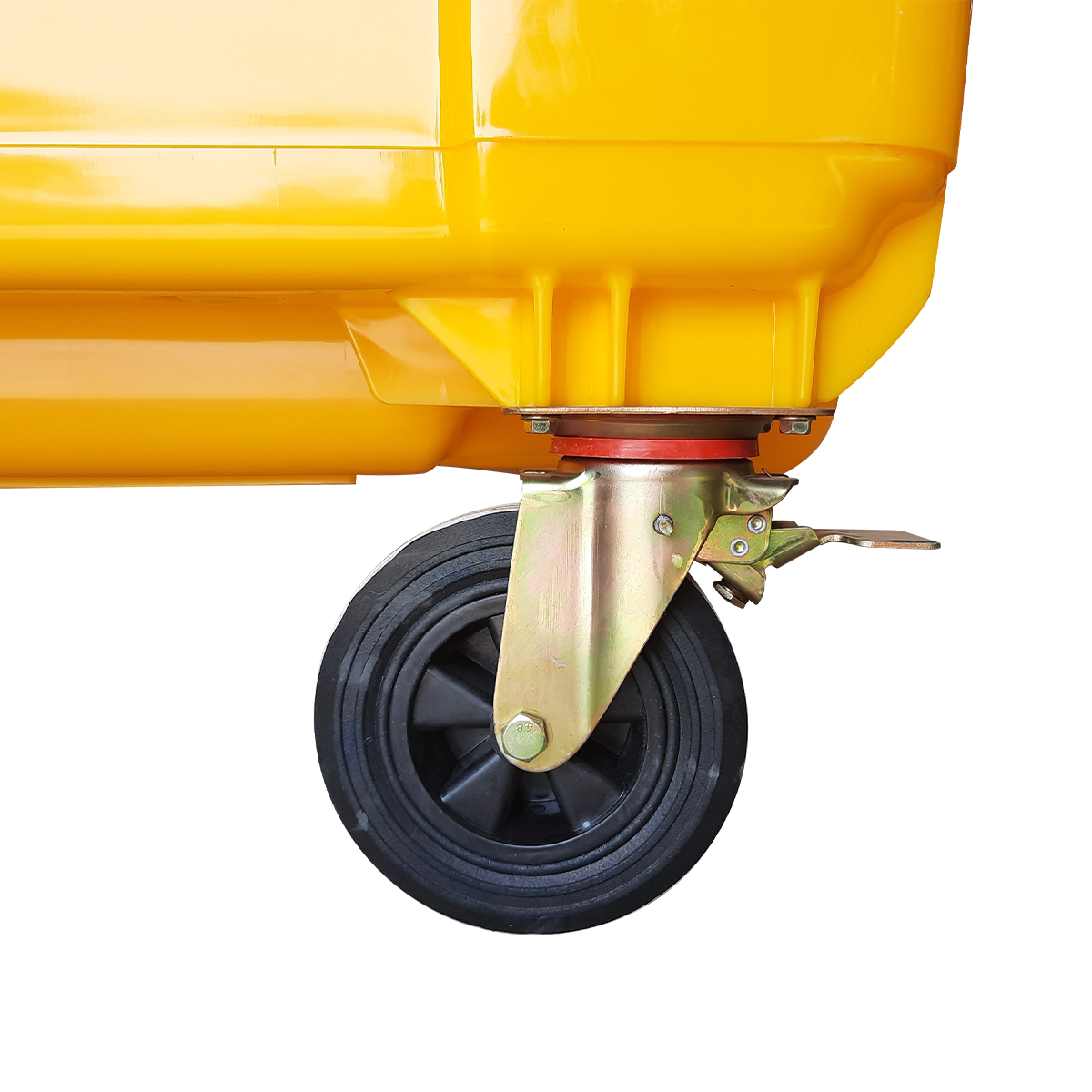 ถังขยะเทศบาลขนาดใหญ่ 1100 ลิตร และมีหูเกี่ยว (Lazy Arm) สีเหลือง