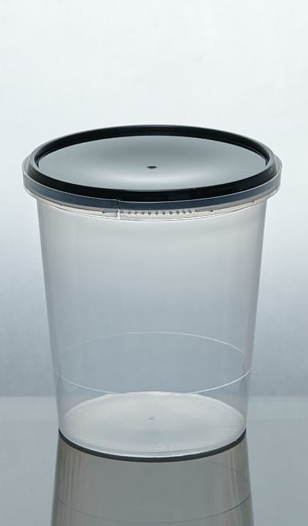 กล่องพลาสติก ทรงกลม ฝาล็อก สีดำ ขนาด 335 ml. (20ชุด/แพ็ค)