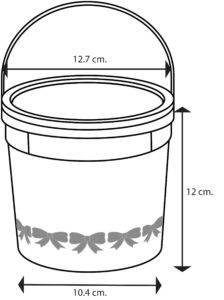 ถังพลาสติกทรงกลมใส 2ช่อง ลายริบบิ้น (1,000 ml.) พร้อมฝา หู สีชมพู (20PC/PACK)