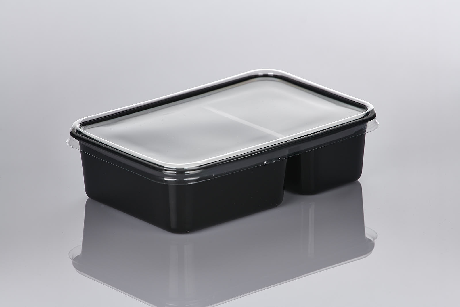 กล่องใส่อาหารสีดำ พร้อมฝาปิดสีใส ขนาด 250 กรัม (25ชุด/แพ็ค)