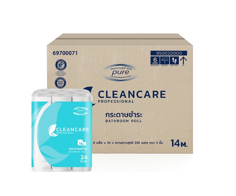 Cleancare กระดาษชำระทิชชู่ ม้วนเล็ก 144ม้วน/6แพ็ค ยกลัง