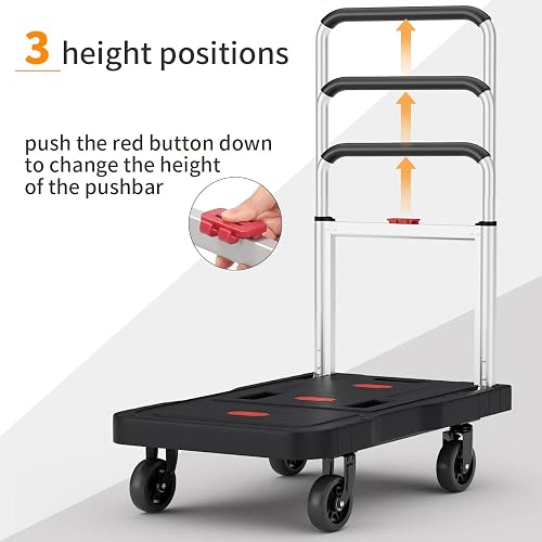 รถเข็นชั้นเดียวพับเก็บได้ 4 ล้อ Aluminum Portable Trolley 150Kg.