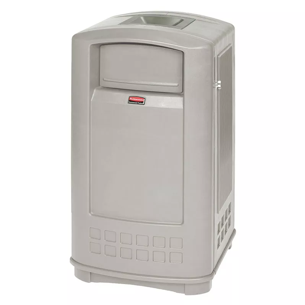 ถังขยะนอกอาคาร Plaza® Jr. Trash Can ขนาด 35 gal สีเบจ