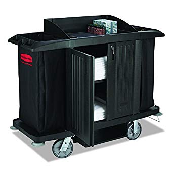 รถเข็นแม่บ้านพร้อมประตู The Executive Full-Size Housekeeping Cart สีดำ 